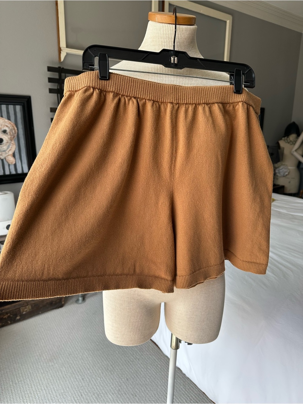 J. Crew High-Waist Knit Shorts in Camel Brown, size XL